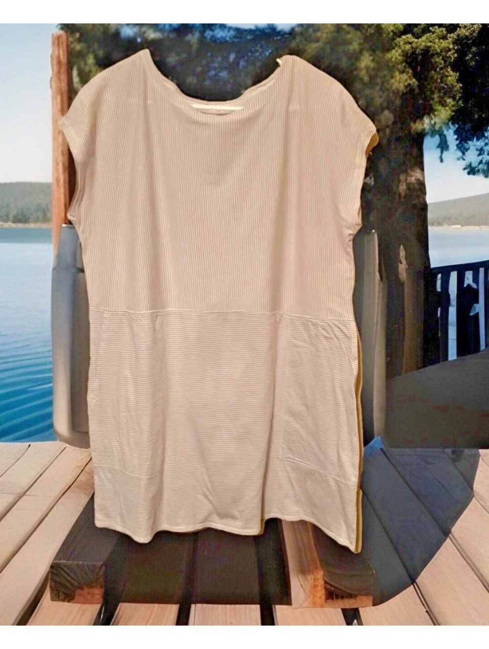 Eileen Fisher XL Ribbed Knit Dress in Cream